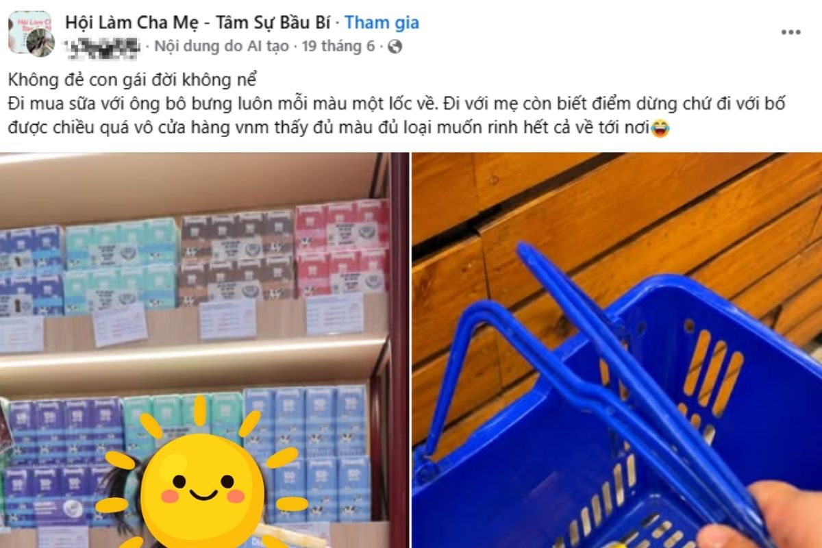 Sản phẩm sữa được đặt trong bối cảnh mua sắm quen thuộc thay vì truyền tải thông điệp bán hàng trực tiếp