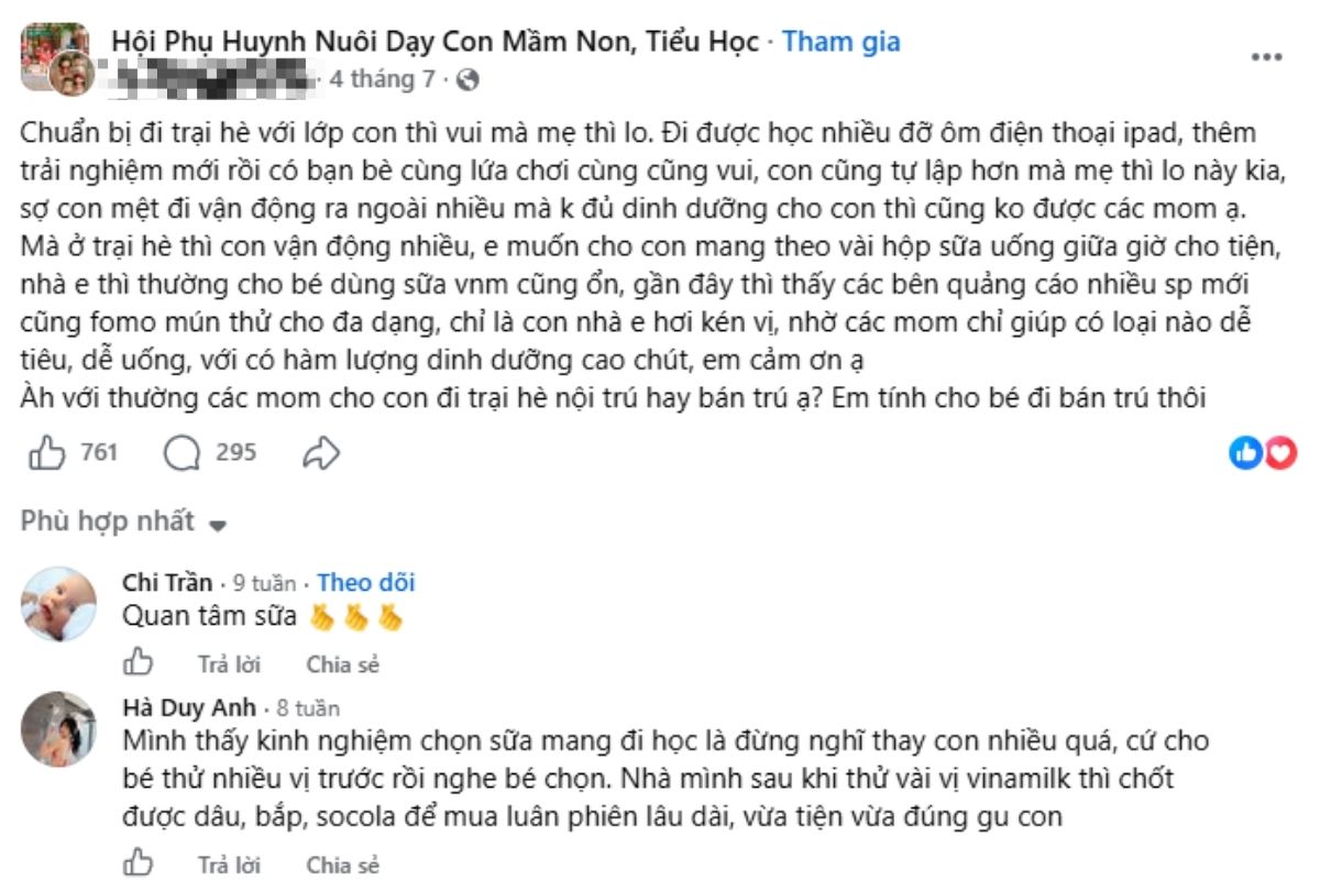 Câu hỏi thực tế của phụ huynh tạo ra nhiều trao đổi về cách lựa chọn sữa phù hợp cho trẻ